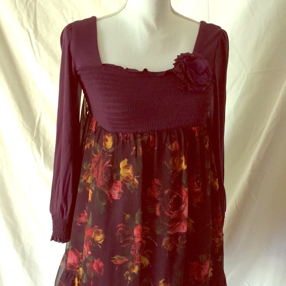 Monsoon Girl’s Purple Floral Dress - Age 10-11